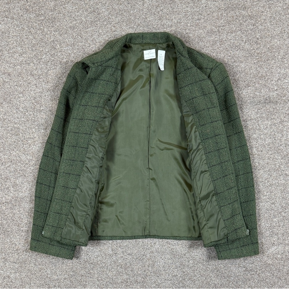 Vintage Green Grid Check Plaid Full Zip Jacket Women’s 12 Preppy Retro 90s Y2K - Picture 4 of 13